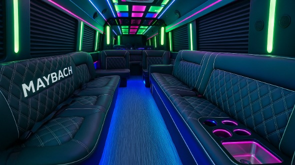 Interior of West Jordan Party Bus Company's 20 Passenger Party Bus in Salt Lake City