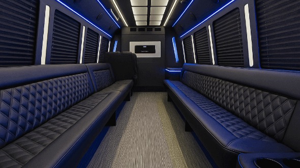 Interior of West Jordan Party Bus Company's 20 Passenger Party Bus in South Jordan