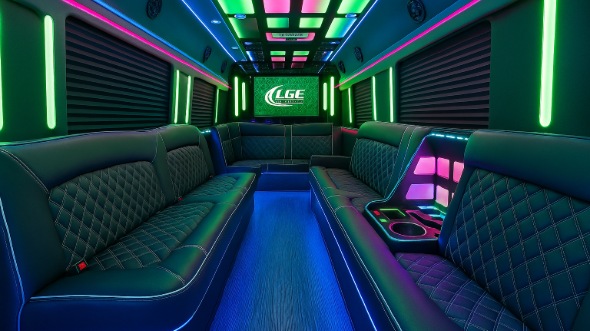 Interior of West Jordan Party Bus Company's 28 Passenger Party Bus in Draper