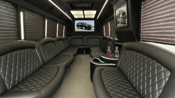 Interior of West Jordan Party Bus Company's 30 Passenger Party Bus in Millcreek
