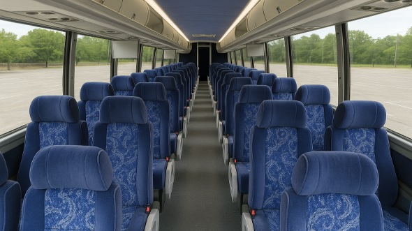 Interior of West Jordan Party Bus Company's 44 Passenger Charter Bus in West Jordan
