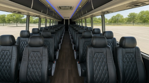 Interior of West Jordan Party Bus Company's 51 Passenger Charter Bus in West Jordan