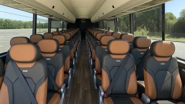 Interior of West Jordan Party Bus Company's ADA Charter Bus in West Jordan